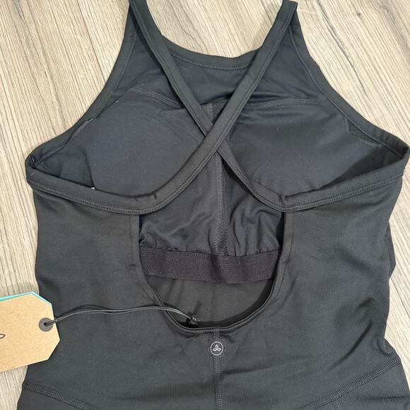 Prana Becksa Shortie One Piece Fitted Romper Built in Bra - Black Sz Medium $99 - Picture 6 of 8